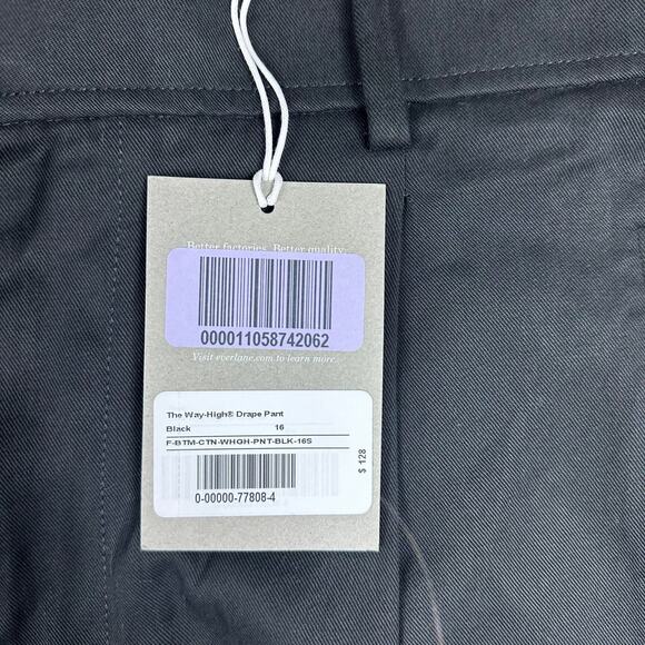 EVERLANE The Way High Drape Pant Black Women's 16S NWT Pleated Front Career Prep - Picture 3 of 7